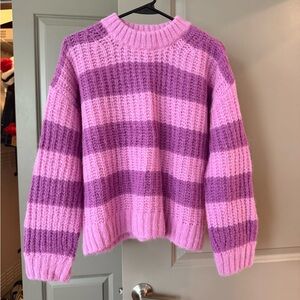 Sezane Pink and Purple Striped Sweater